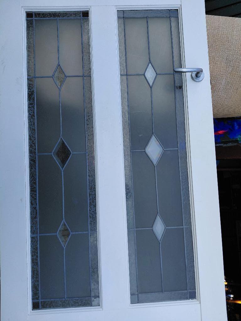 Deur met glas in lood ramen, Ophalen, Gebruikt, Glas in lood, 80 tot 120 cm
