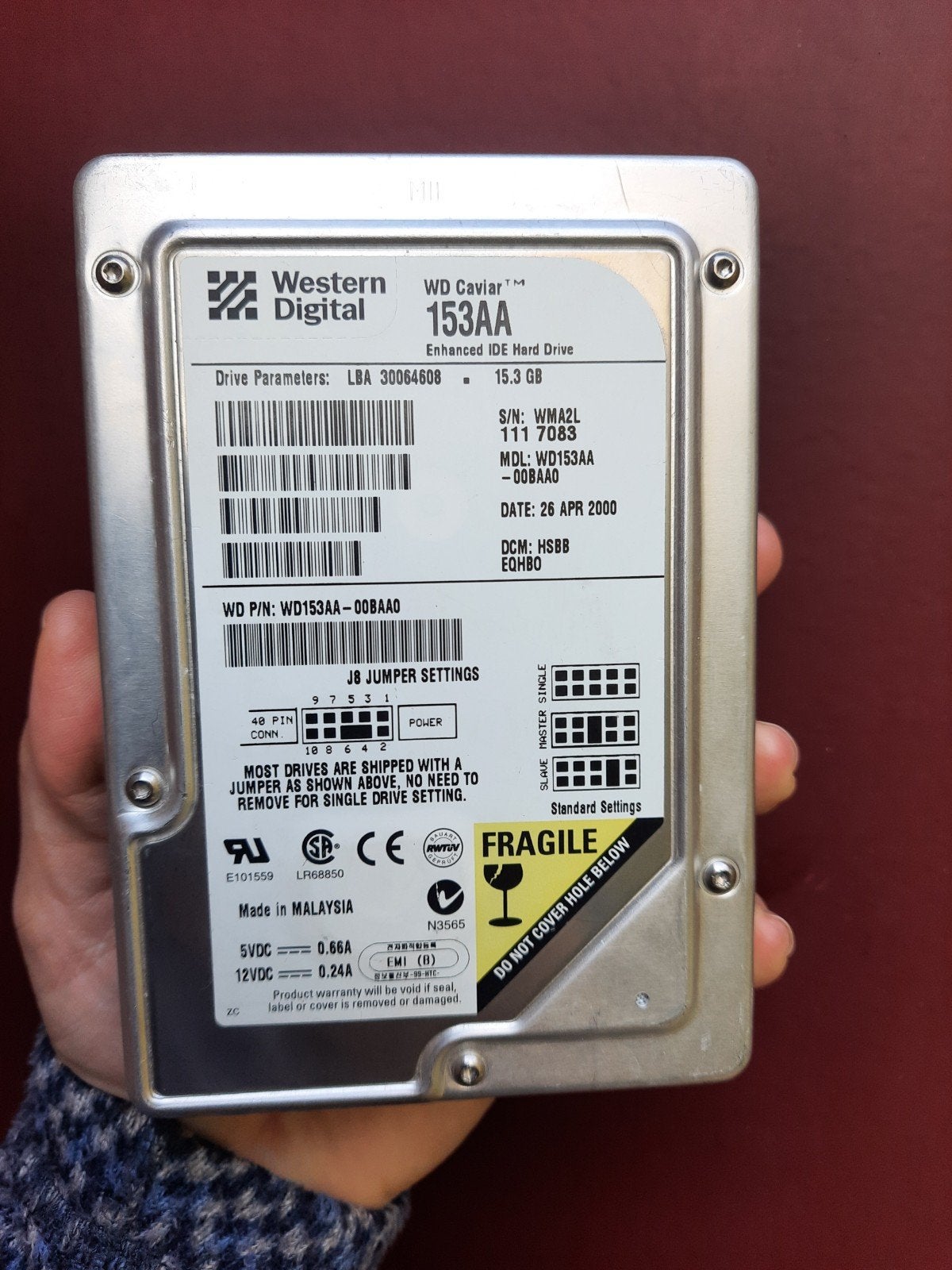 Western Digital WD153AA-53BAA0 IDE 15.3GB 3.5" Harde Schijf, Computers en Software, Intern, 3.5", HDD, Ophalen of Verzenden