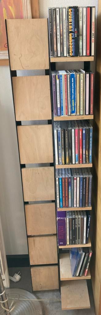 Ikea licht Houten met zwart stalen CD-rek / CD-opberger, Ophalen of Verzenden, Gebruikt, Hout, Cd's