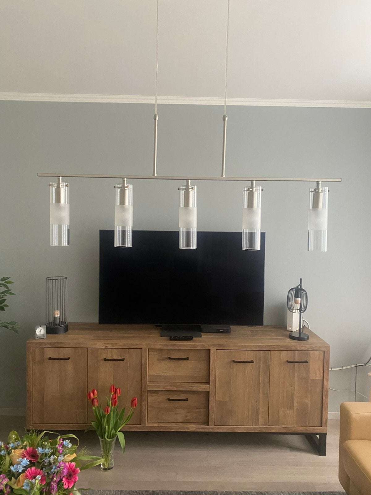 Hanglamp met 5 kelken, Ophalen of Verzenden, Metaal, Modern