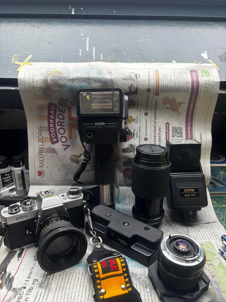 Yashica met extra’s, Ophalen of Verzenden, Gebruikt, Spiegelreflex, Overige Merken