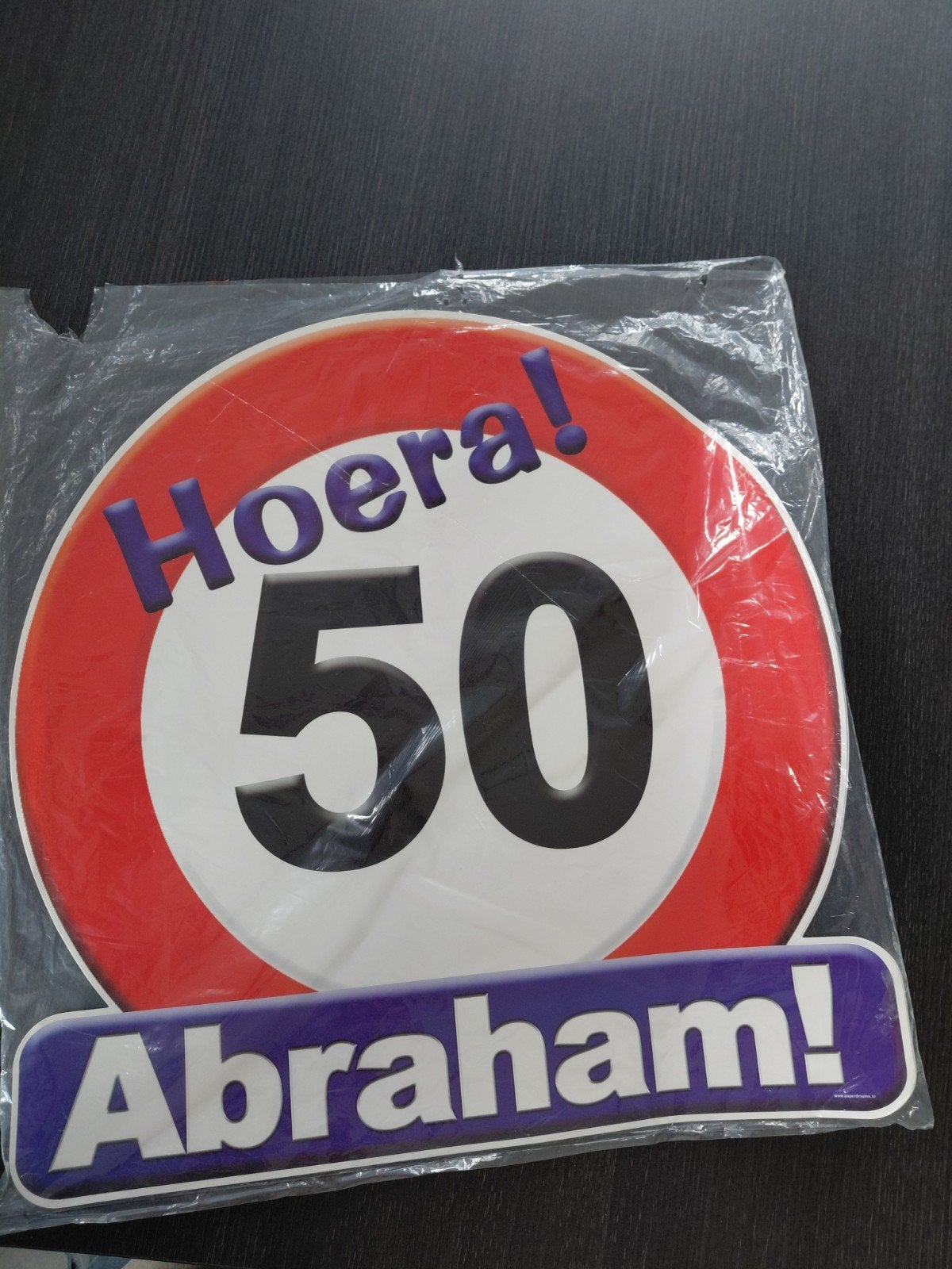 Hoera 50 Abraham Deurbord - Verjaardag Decoratie, Ophalen of Verzenden, Zo goed als nieuw, Versiering, Abraham of Sarah