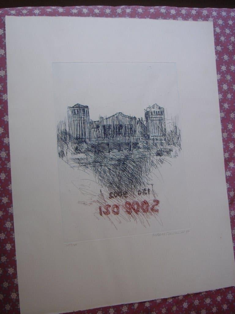 Tekening Concertgebouw De Vereeniging Nijmegen, Antiek en Kunst, Kunst | Schilderijen | Klassiek, Ophalen, Overige technieken