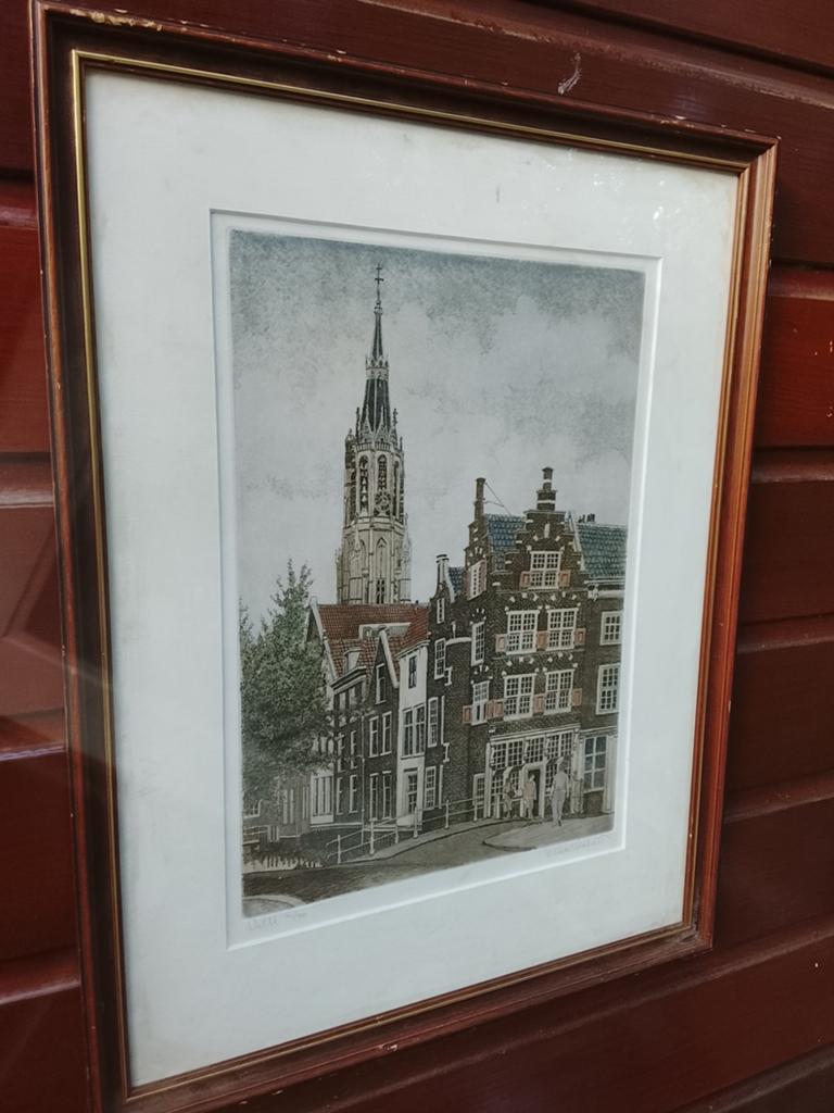 Willem veldhorst kleuren ets Delft, Ophalen of Verzenden