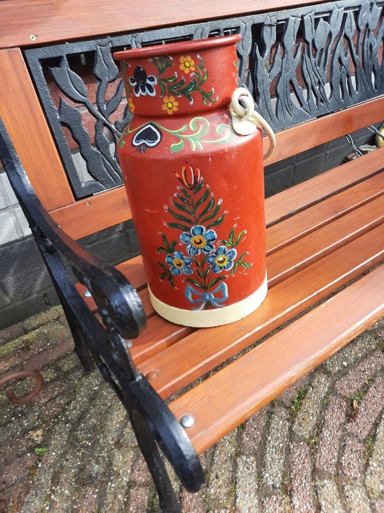 Geschilderde melkbus - 40 cm hoog -zonder deksel Decoratief, Ophalen of Verzenden