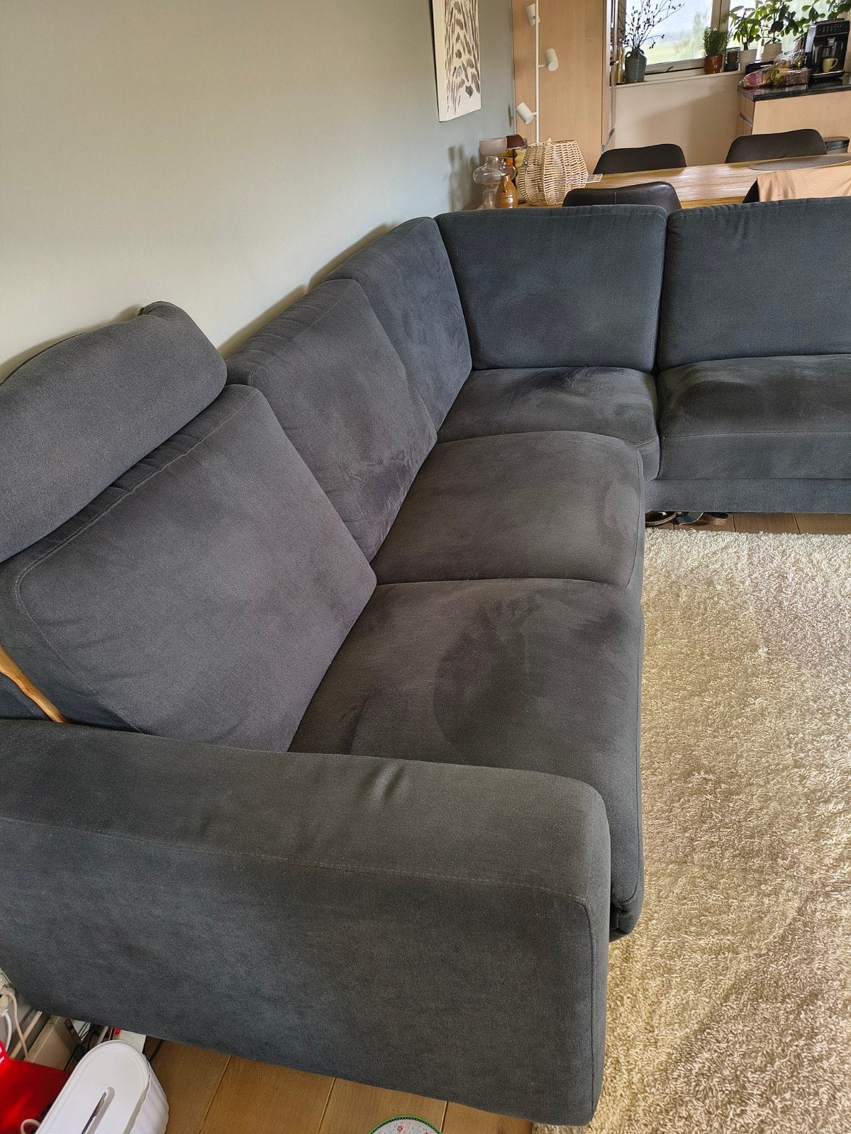 Grote hoekbank met relaxfunctie - Grijs, Huis en Inrichting, Banken | Bankstellen, Gebruikt, Hoekbank, Ophalen of Verzenden, 200 tot 250 cm