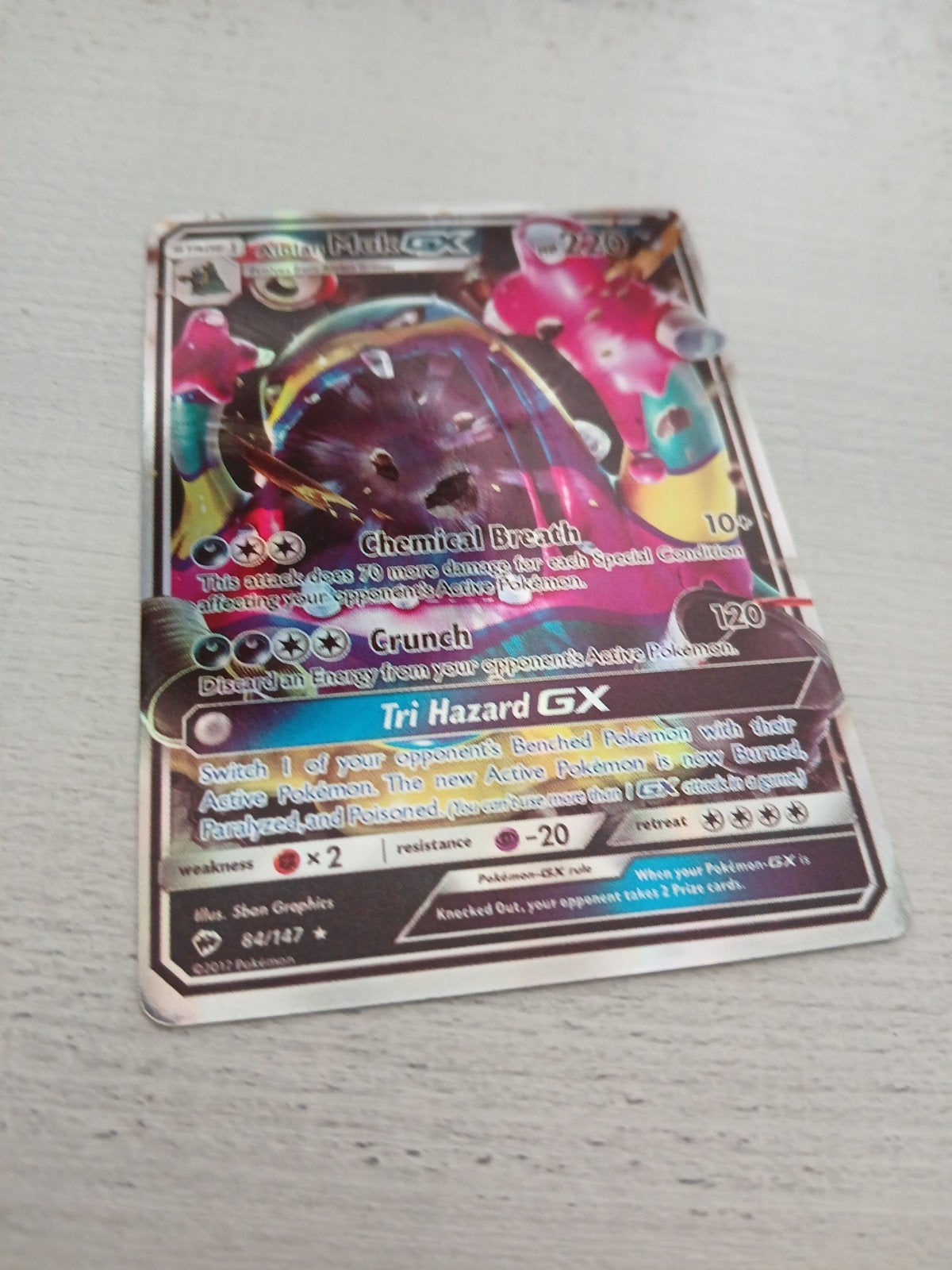 Alolan Muk GX 84/147 - Pokémon Kaart, Ophalen of Verzenden, Gebruikt, Losse kaart