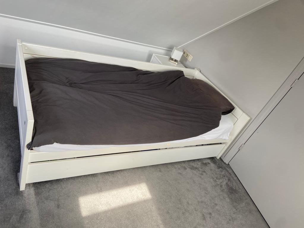 Lifetime bed met lade, Huis en Inrichting, Slaapkamer | Bedden, Ophalen, 90 cm, Eenpersoons, Wit