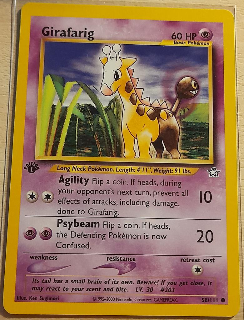 Pokémon Neo Genesis: Girafarig 1ed (Boosterfresh), Ophalen of Verzenden, Zo goed als nieuw, Losse kaart