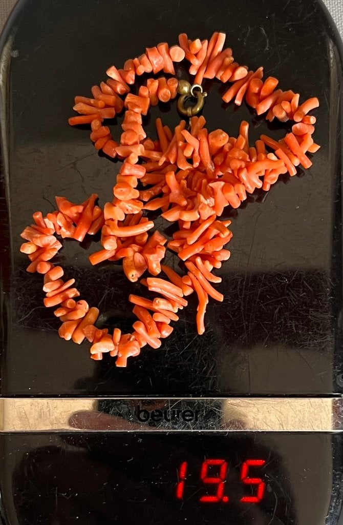 Kettinkje Bloedkoraal, 'Takjes', 40 cm., Sieraden, Tassen en Uiterlijk, Antieke sieraden, Ophalen of Verzenden, Overige materialen