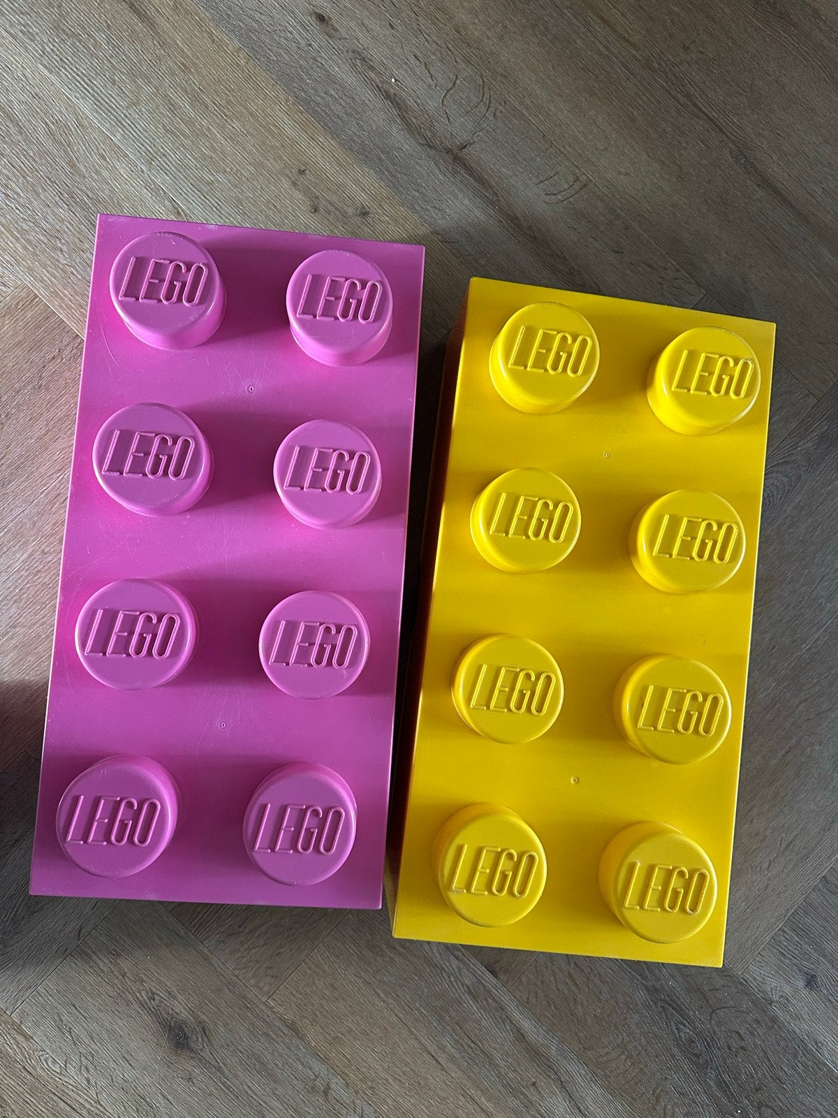 Lego opbergboxen roze en geel, Kinderen en Baby's, Ophalen, Gebruikt, Overige typen, Lego