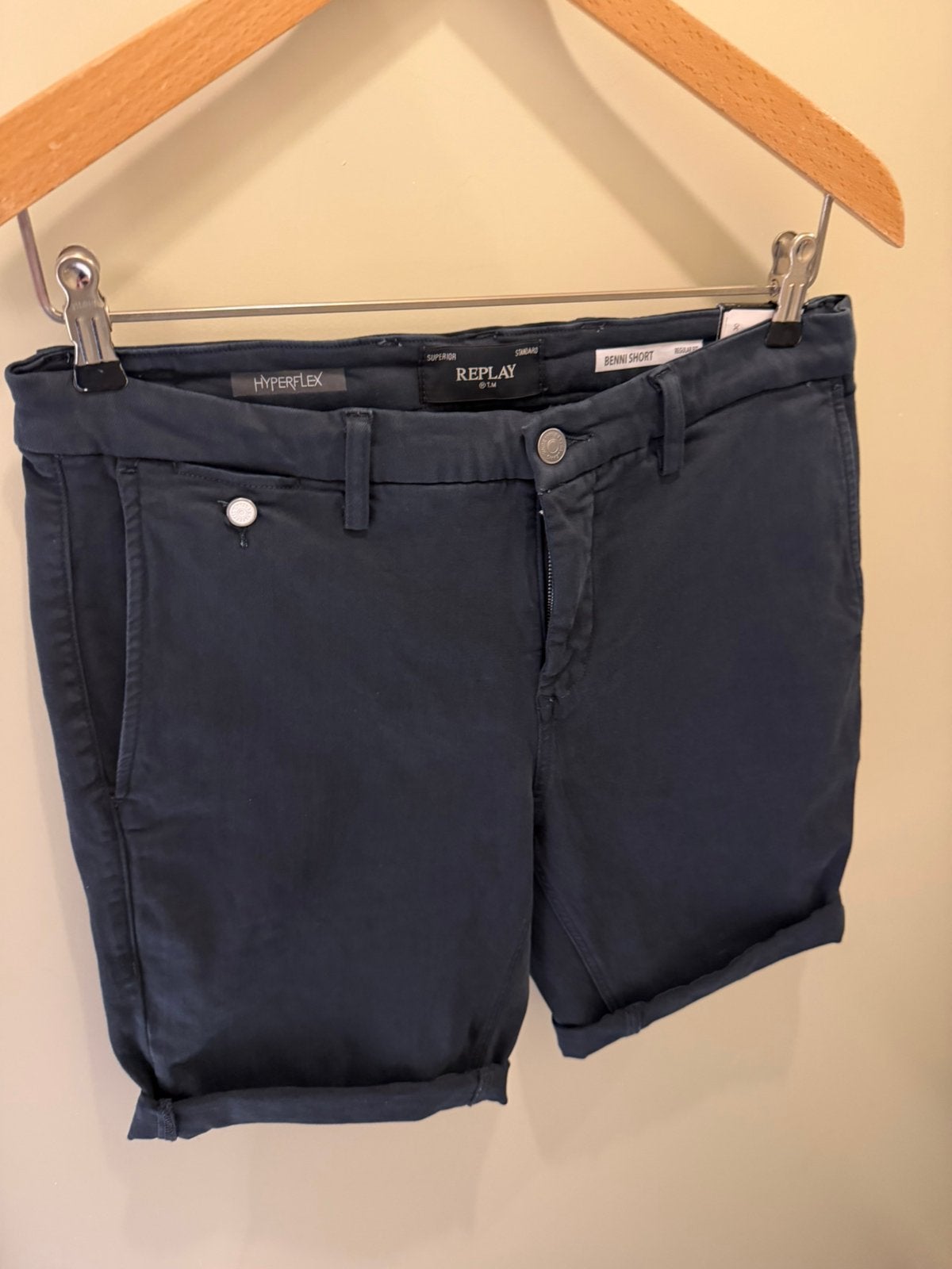 Nieuwe Replay Benni hyperflex short W30, Verzenden, Nieuw, Overige maten, Blauw