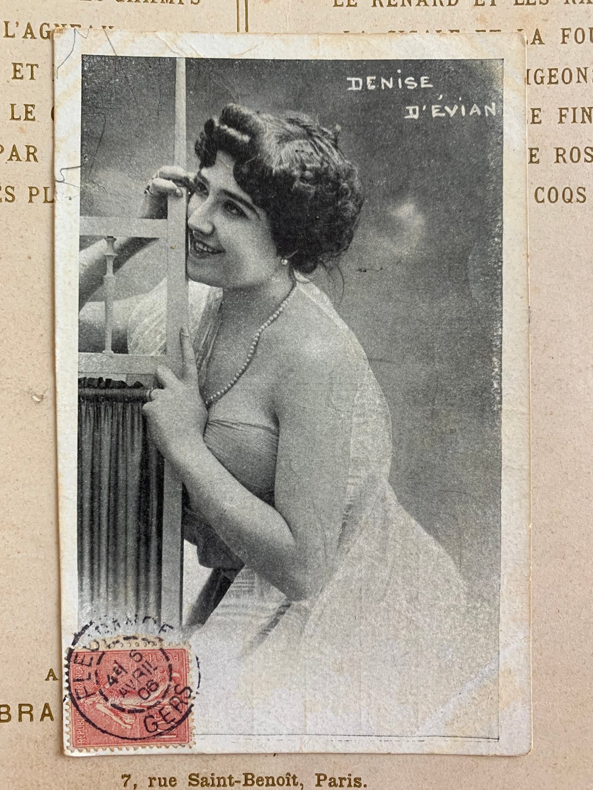 1906 Denise d’Évian - actrice (VD), Verzamelen, Ophalen of Verzenden, Voor 1920, Gelopen, Sterren en Beroemdheden