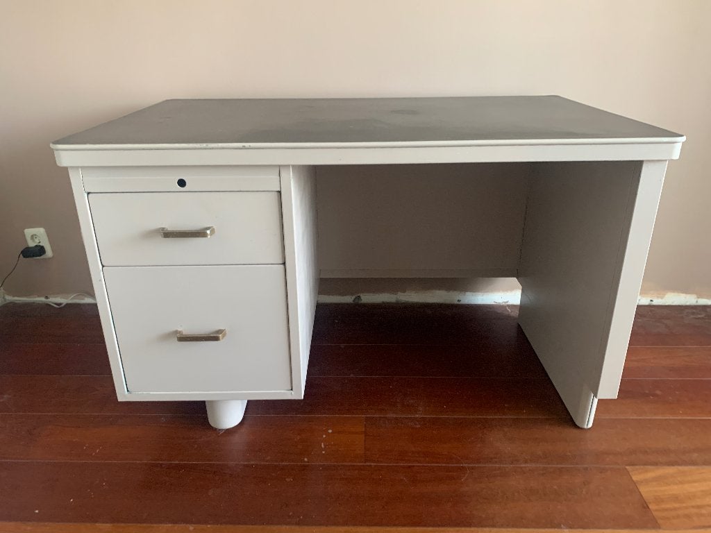Vintage stalen bureau (jaren 50/60) - uniek project!, Huis en Inrichting, Bureaus, Ophalen, Overige typen, Gebruikt, Met lades