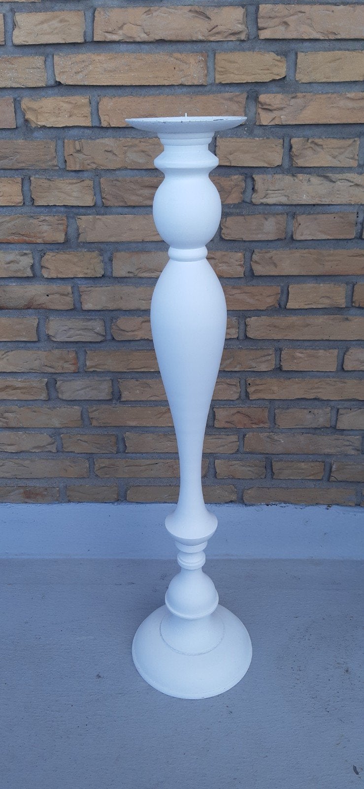 brocante landelijke kandelaar wit metaal 80.5 cm hoog, Huis en Inrichting, Woonaccessoires | Kandelaars en Kaarsen, Wit, Zo goed als nieuw