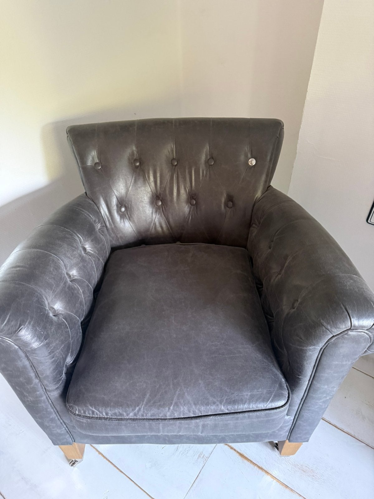 Riviera Maison Pelline armchair leather, Huis en Inrichting, Ophalen, Landelijke Stijl, Zo goed als nieuw, 50 tot 75 cm