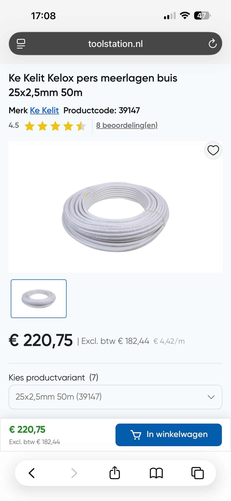 Kelox pers meerlagen buis 20x2,25mm 35 meter, Overige materialen, 6 meter of meer, Overige typen, Nieuw