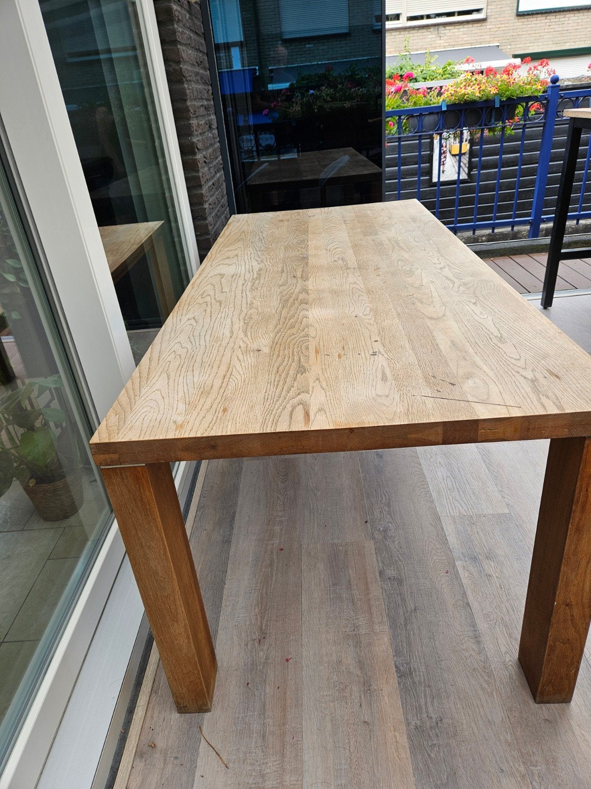 Zware Teak Tafel - 200x90 cm - Opknapper, Gebruikt, Teakhout, 150 tot 200 cm, 50 tot 100 cm