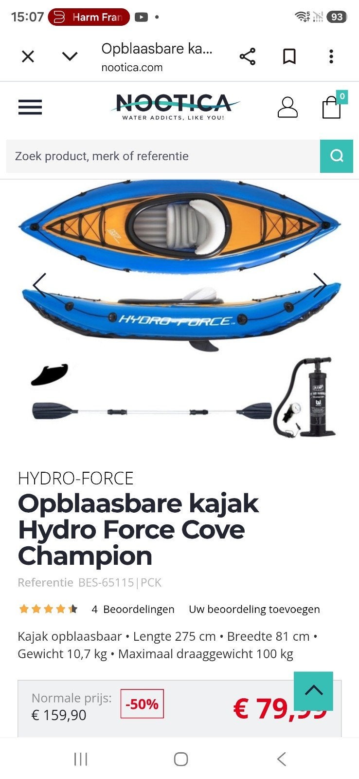 2x opblaasbare kano/kayak met pomp, Watersport en Boten, Ophalen, Eén persoon, Overige typen, Opblaasbaar