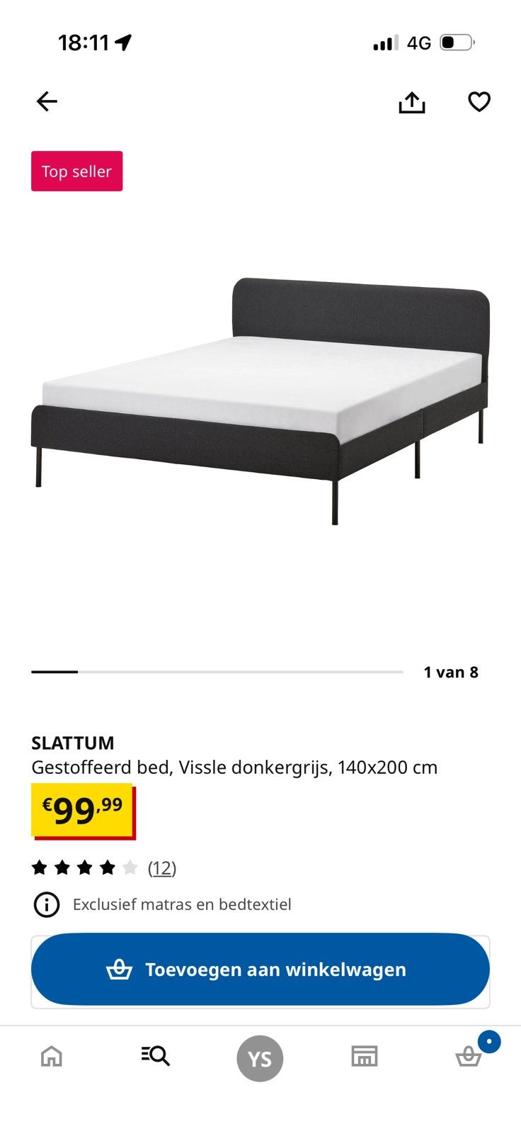 IKEA Slattum lichtgrijs 140x200, Huis en Inrichting, Slaapkamer | Bedden, Tweepersoons, Zo goed als nieuw, 140 cm, Ophalen of Verzenden