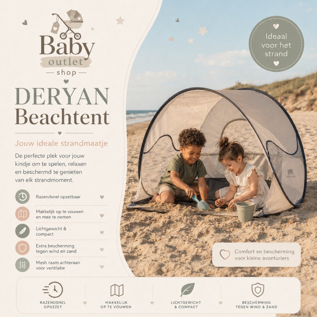 Deryan Strandtent Cream - Pop Up Opvouwbaar, Ophalen of Verzenden, Zo goed als nieuw