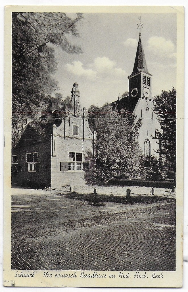 Schoorl Raadhuis oude gelopen ansichtkaart ( b6383 ), Ophalen of Verzenden, 1960 tot 1980, Gelopen, Noord-Holland