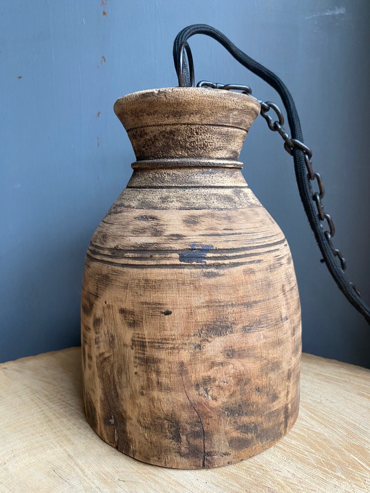 Hanglamp - Nepalese Pot!, Sober/Landelijk, Zo goed als nieuw, Hout, E27 (groot)