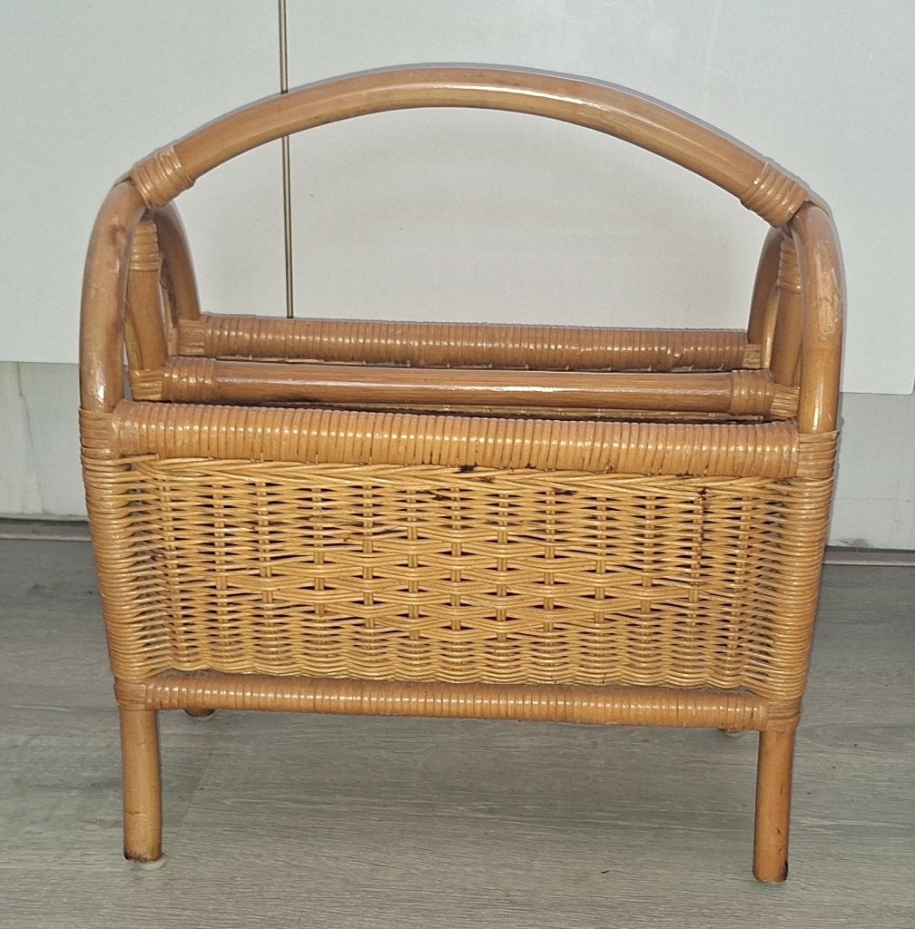 Bohemian Rotan Tijdschriftenrek, lectuurbak, krantenbak, Ophalen of Verzenden, Gebruikt