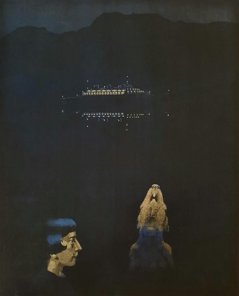 Hotel du Lac 17/100 - Kunstenaar: Peter Bes, Antiek en Kunst, Kunst | Etsen en Gravures, Ophalen, 81 cm, Gesigneerd, Landschap