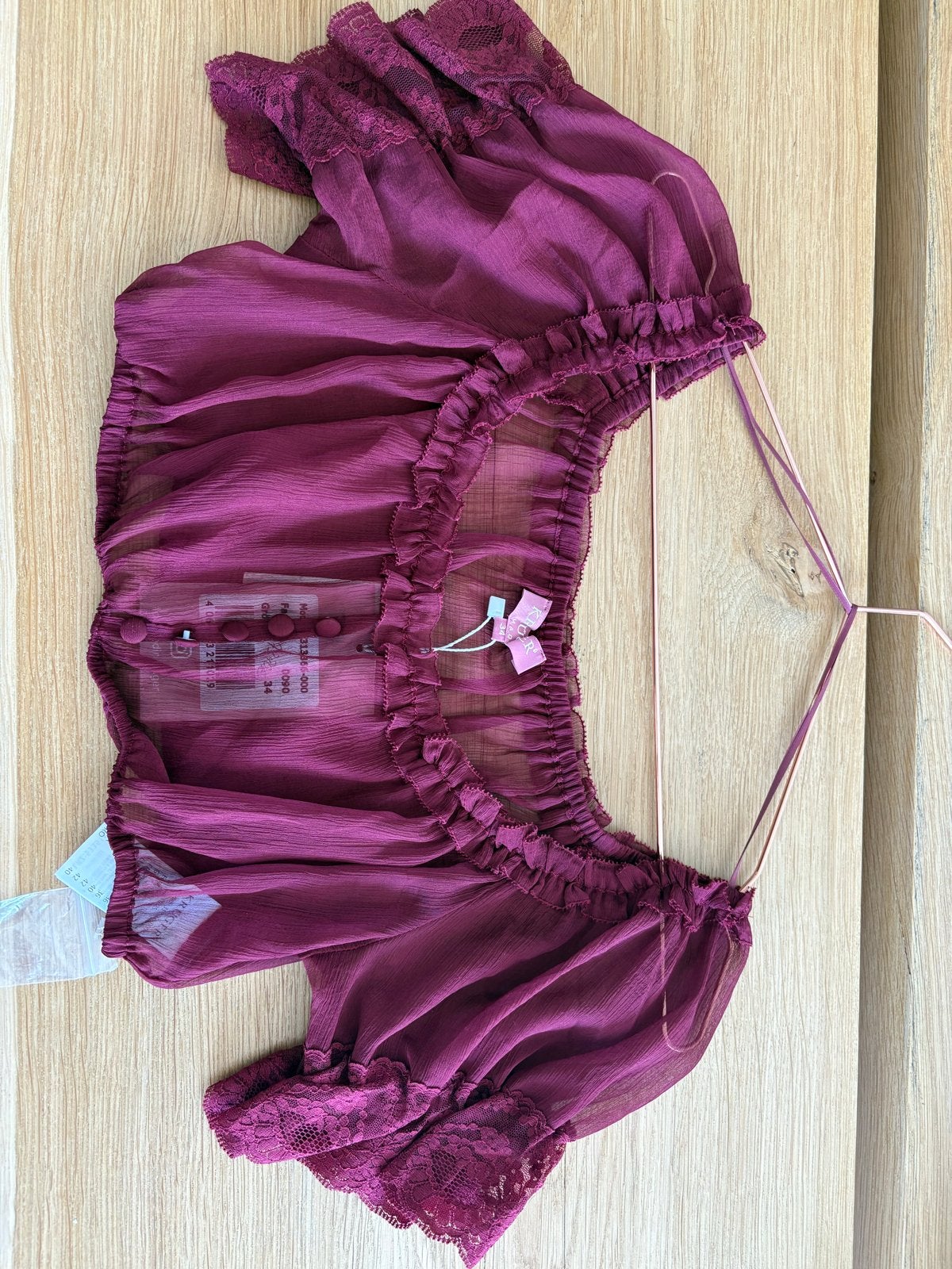 Kruger Dirndl blouse maat 34 (XS) bordeauxrood, Kleding | Dames, Nieuw, Ophalen of Verzenden, Korte mouw, Maat 34 (XS) of kleiner