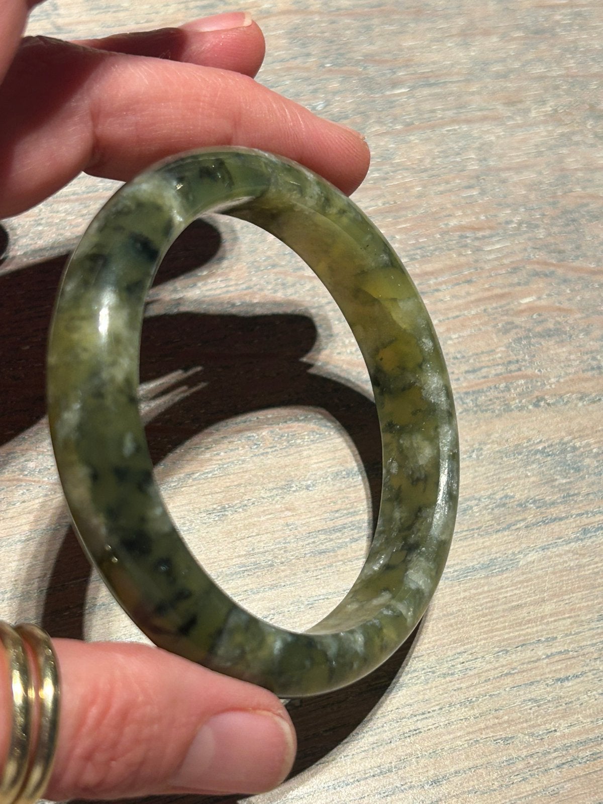 Prehniet bangle, Ophalen of Verzenden, Zo goed als nieuw, Zilver