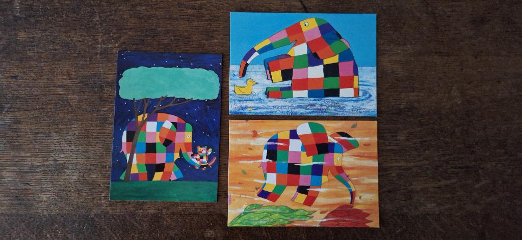 3 ansichtkaarten ''Elmer'' de olifant  ongelopen, Verzamelen, Ansichtkaarten | Themakaarten, Ongelopen, 1980 tot heden, Kinderen