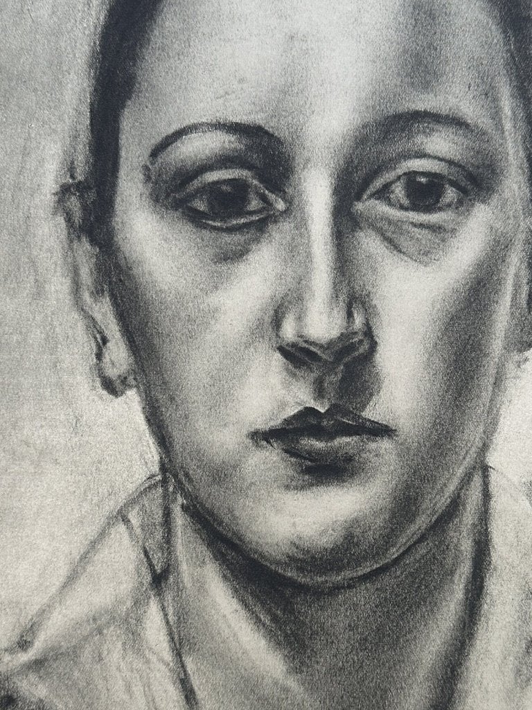 Matisse, portret - heliogravure uit 1939 - houtskool schets, Verzenden, Portret, Gravure, Blanco verso