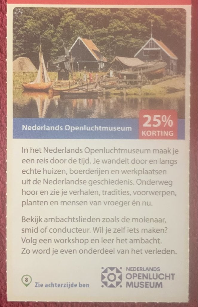 Nederlands Openluchtmuseum Arnhem Voordeelbon, Tickets en Kaartjes, Drie personen of meer, Museumbon