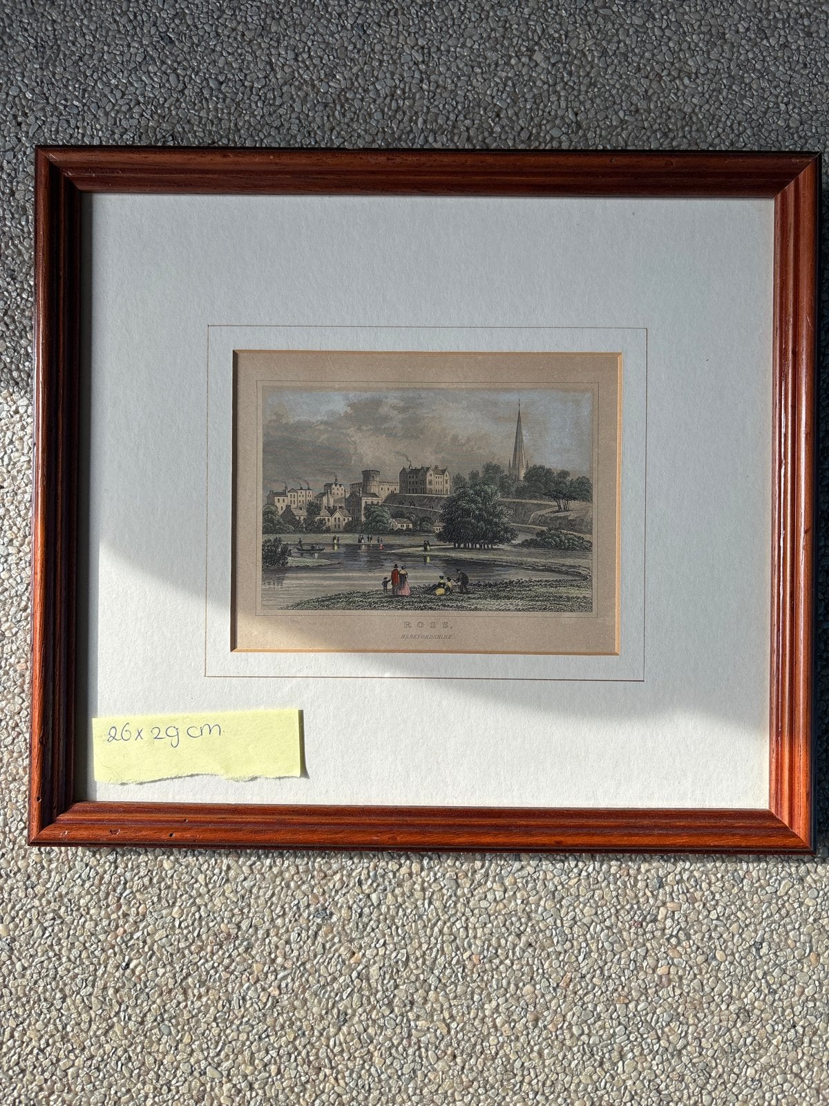 Ingelijste prent van Ross, Herefordshire - Stadsgezicht, Antiek en Kunst, Kunst | Etsen en Gravures, Ophalen of Verzenden, Stadsgezicht