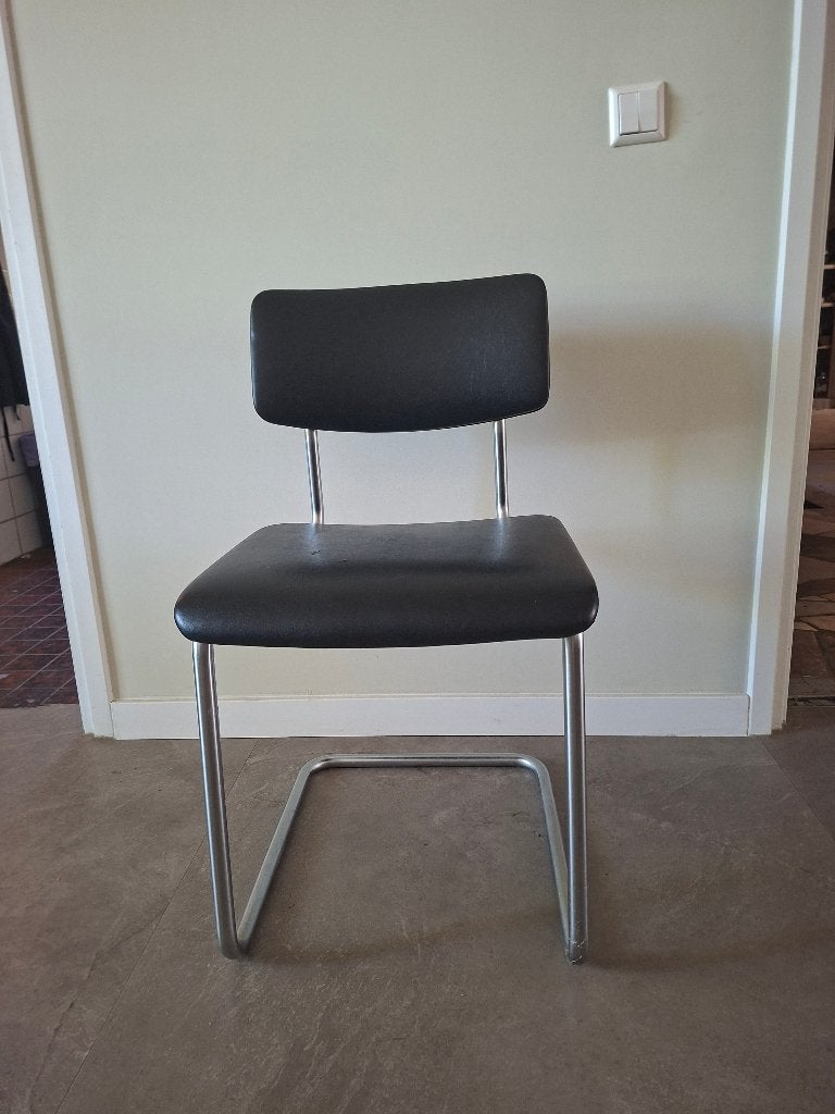 Originele Vintage Gispen 101 Sledestoel – Zwart, Huis en Inrichting, Ophalen, Gebruikt, Zwart, Vintage