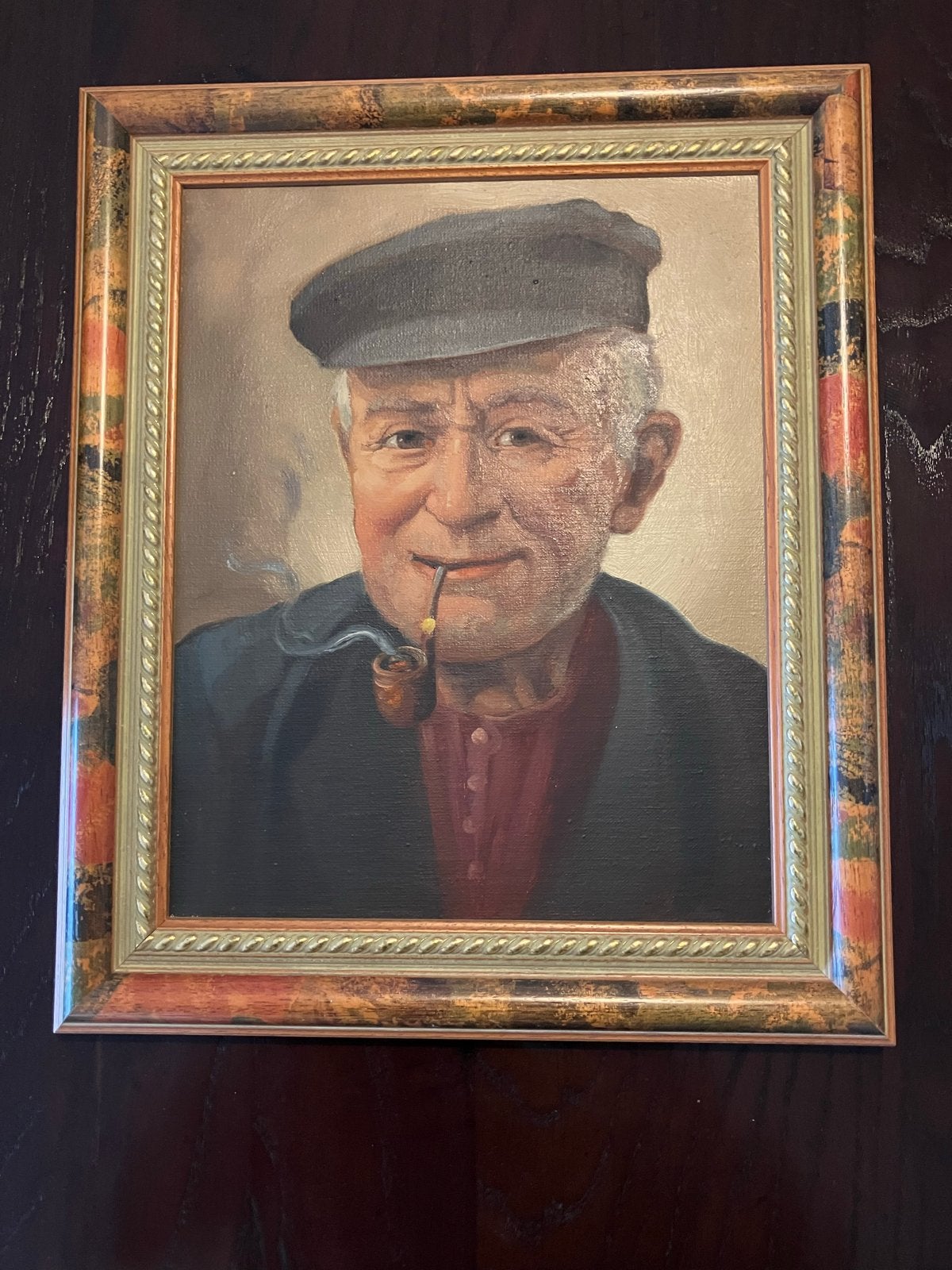 Olieverfschilderij: Oude Man met Pijp, Antiek en Kunst, Ophalen, Doek, Portret of Personen, Realistisch