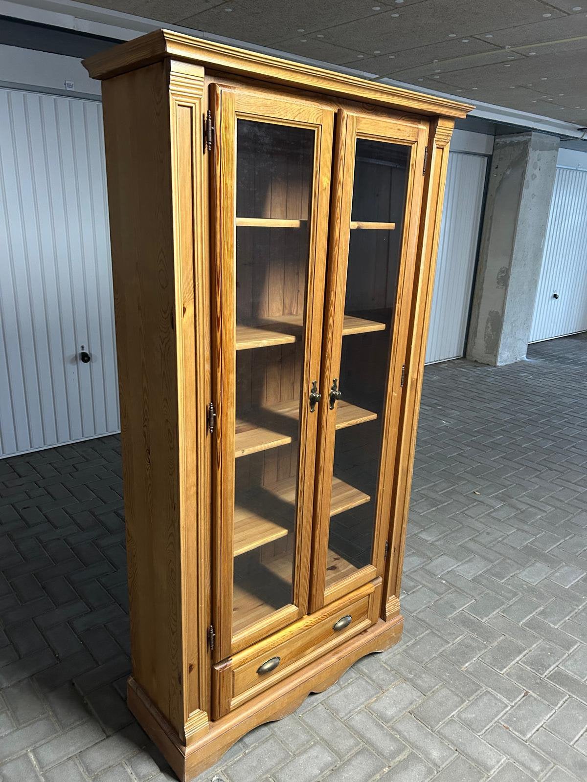 Houten vitrinekast, Huis en Inrichting, Ophalen, 50 tot 100 cm, Zo goed als nieuw, 25 tot 50 cm