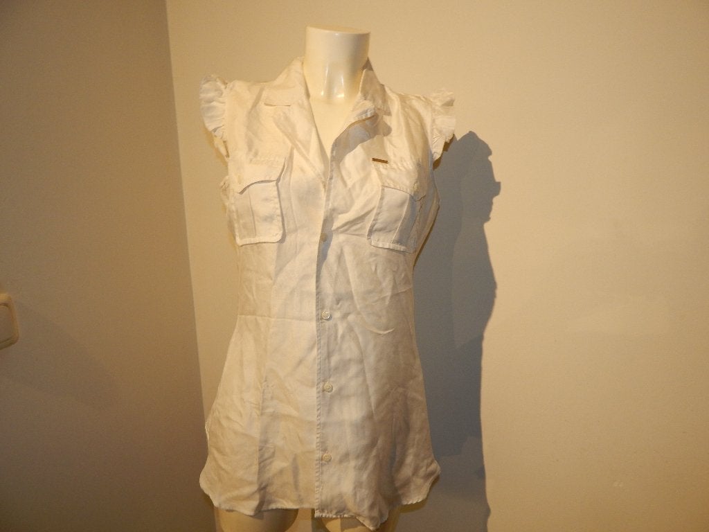 Dsquared witte blouse top uitstaand roesje arm IT 46