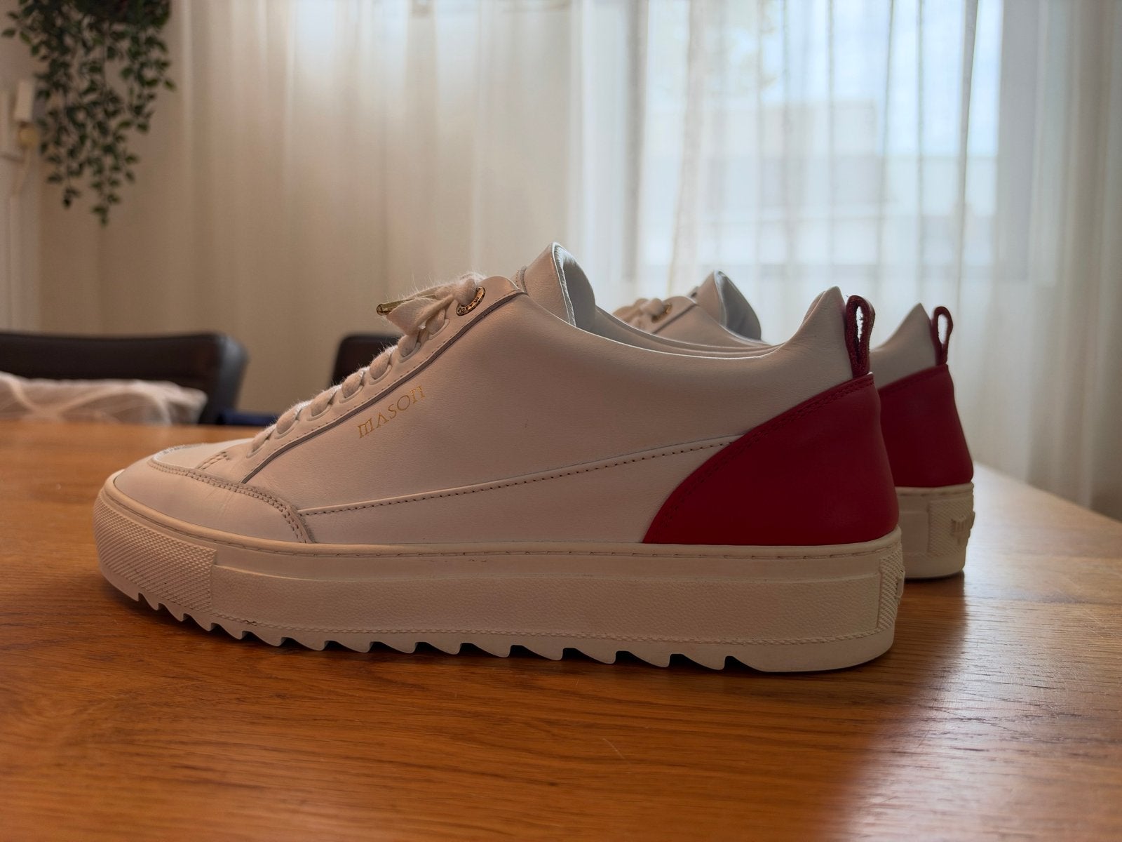 Mason Garments Heren Sneakers Wit/Rood - Maat 43, Ophalen of Verzenden, Zo goed als nieuw, Wit, Sneakers of Gympen
