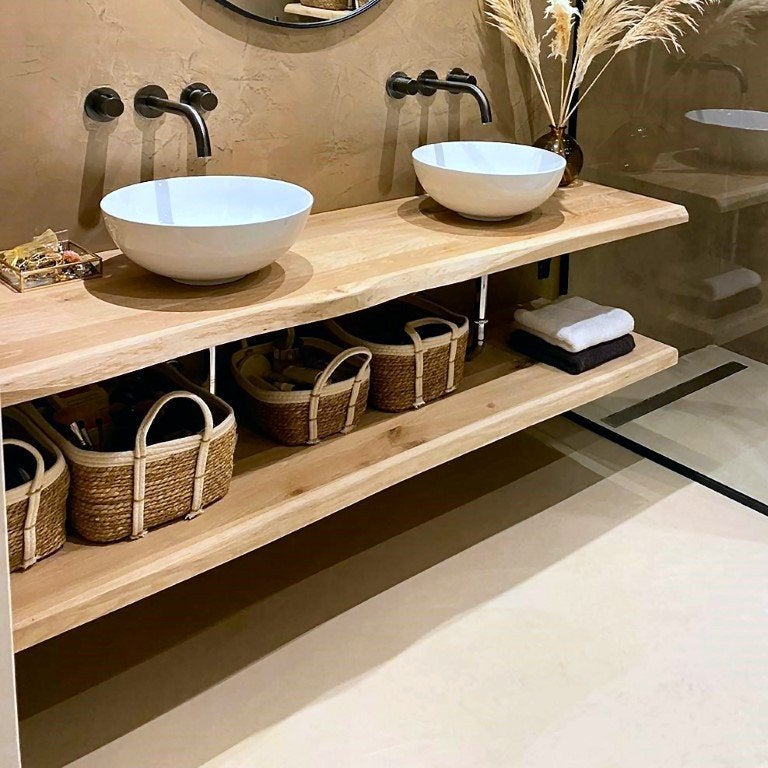 Eiken wandplank met boomstamkant 40 mm DUMPPRIJS! OP=OP, Ophalen, Nieuw
