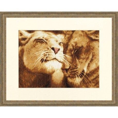 Borduurpakket Lions in love DZH028, Hobby en Vrije tijd, ., Nieuw, Ophalen of Verzenden, .