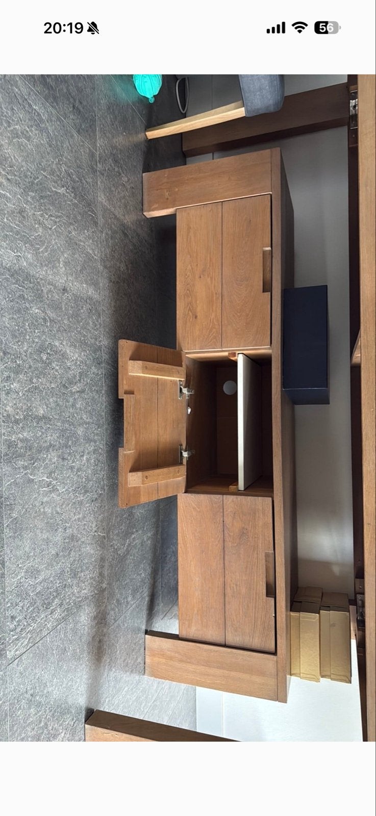 Stijlvol eikenhouten tv-meubel met opbergruimte, Ophalen, 100 tot 150 cm, Minder dan 100 cm, 25 tot 50 cm