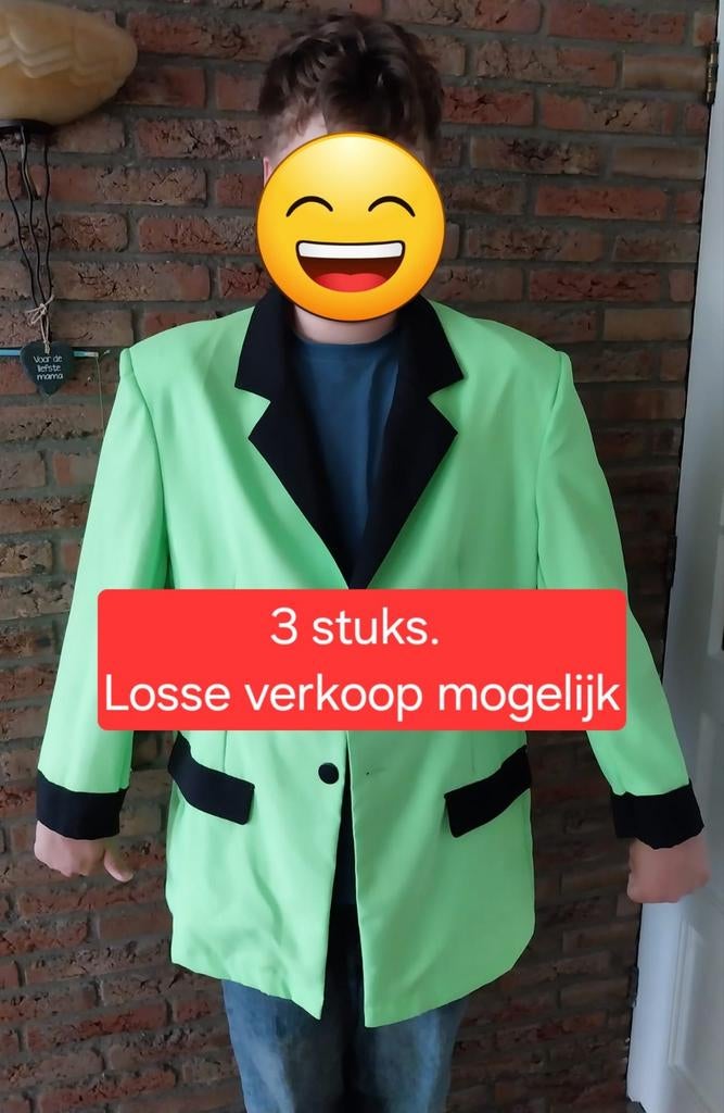 3x Blazer / jasje - zwart met neon groen / kikker groen, Maat 52/54 (L), Ophalen of Verzenden, Kleding, Overige thema's