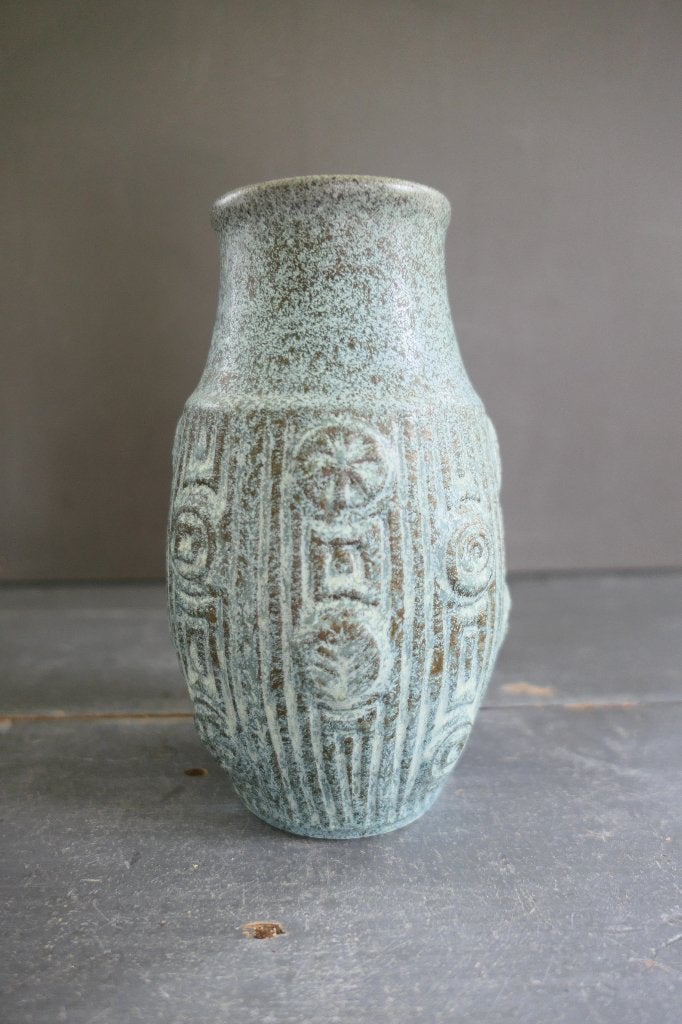 Vintage vaas 134/18 W. Germany turquoise bruin, Ophalen of Verzenden