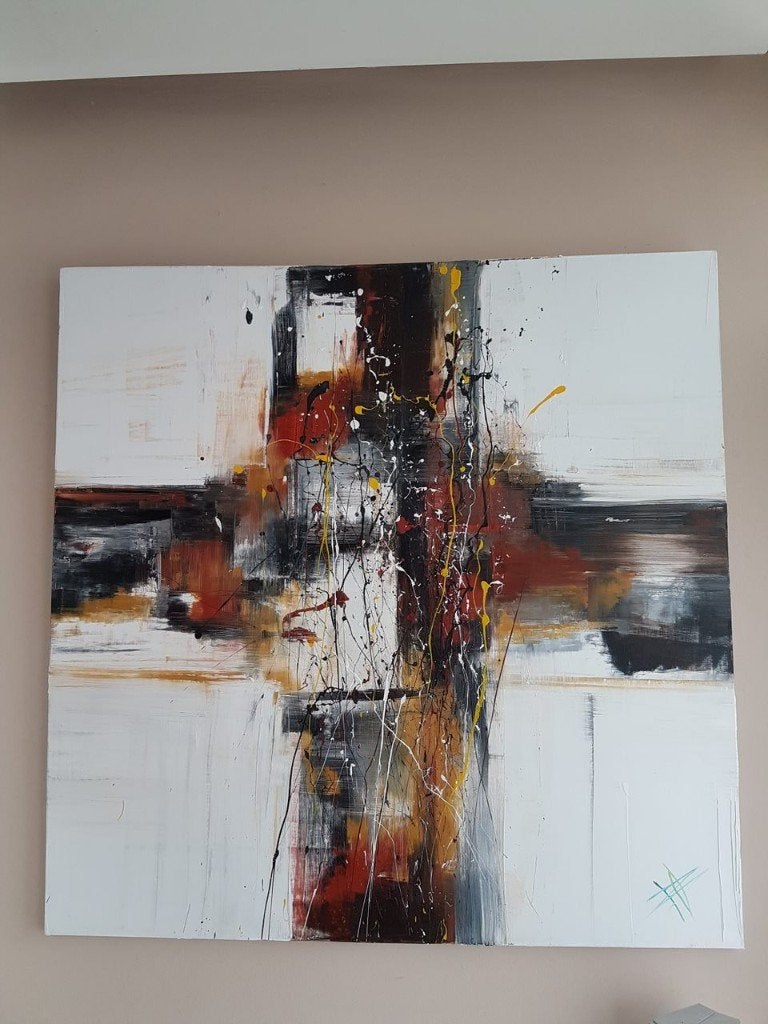 Origineel abstract schilderij van B.Ossowski met certificaat, Antiek en Kunst, Ophalen