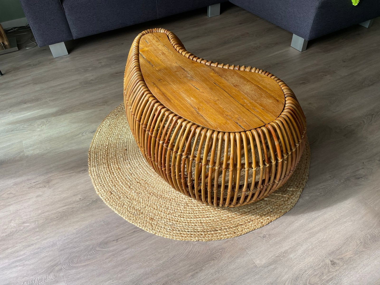 Organische rotan salontafel, Huis en Inrichting, Ophalen, Overige materialen, 50 tot 100 cm, 100 tot 150 cm