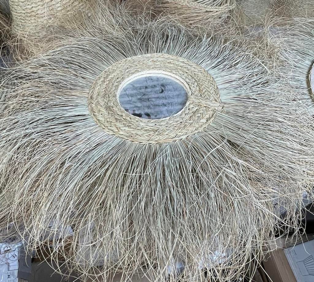 Amanoos Rotan Spiegel - Boho Wanddecoratie zeegras, Ophalen, Rond, Zo goed als nieuw, Minder dan 100 cm