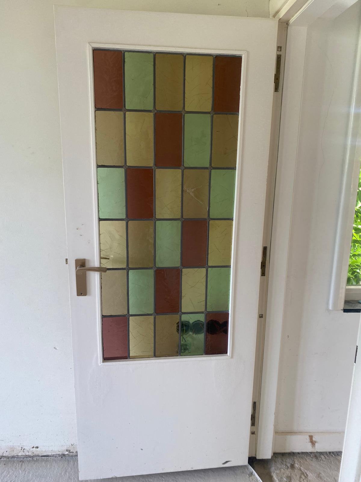 Binnendeur met glas-in-lood, diverse kleuren, Doe-het-zelf en Verbouw, Deuren en Horren, Ophalen, Gebruikt, 80 tot 100 cm, Binnendeur