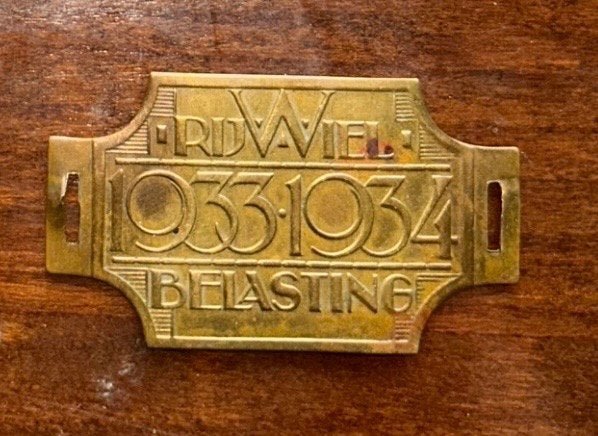 Rijwiel belastingplaatje 1933-1934, Ophalen, Gebruikt